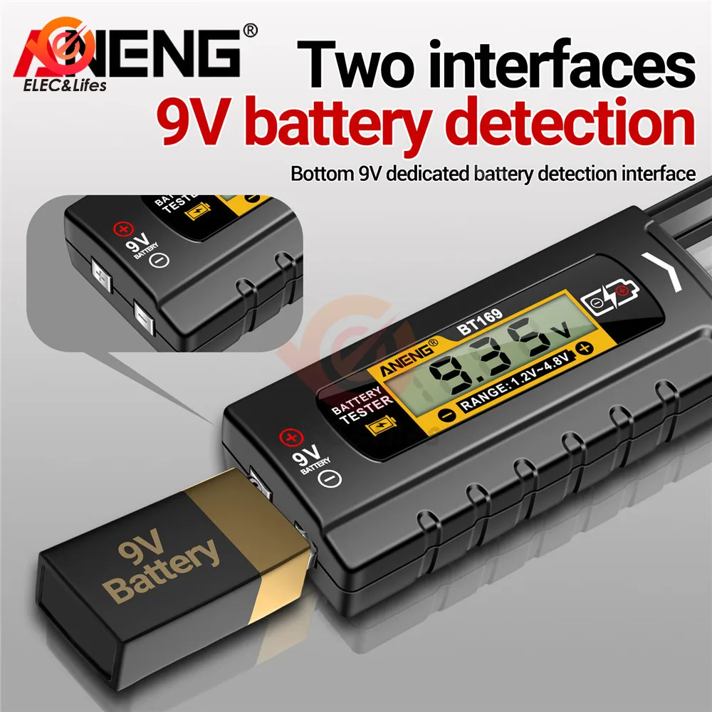 BT167/BT169 1.2-3/9V 1.2-4.8/9V Battery Level Indicator Lithium Battery Lithium Iron Battery Capacity Display Tester