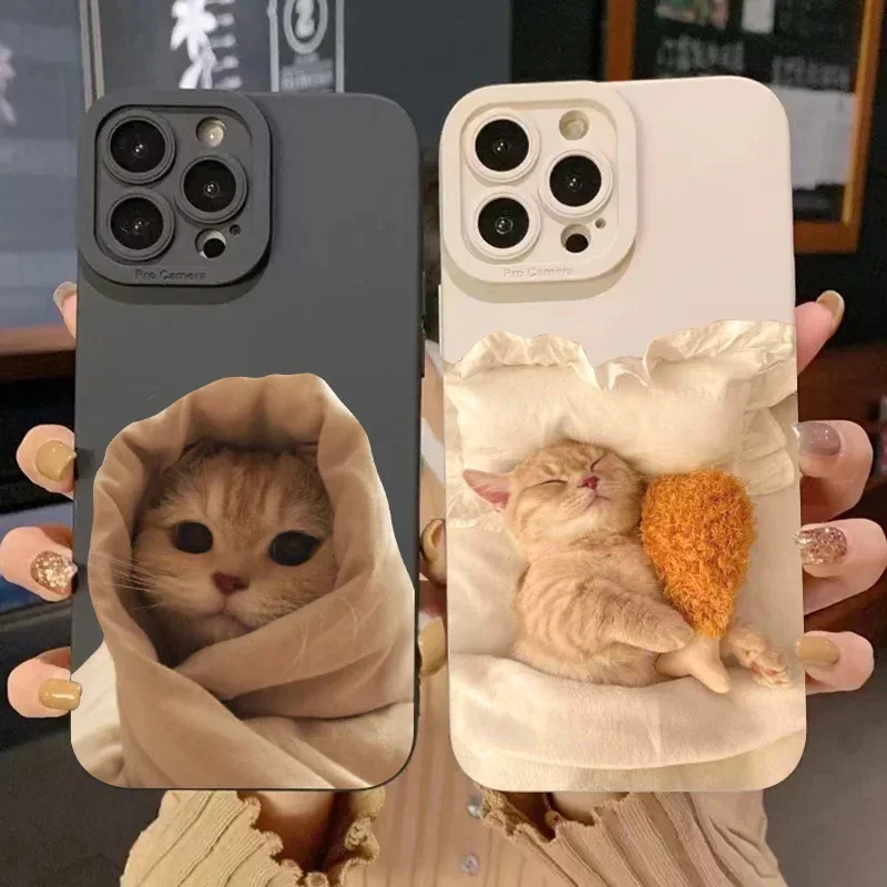 For iPhone 15 Pro Max Case Cartoon Fun Cat Pet Dog Phone Case For iPhone 16 14 13 12 11 13 Mini XS XR X 7 8 Plus Silicone Cover