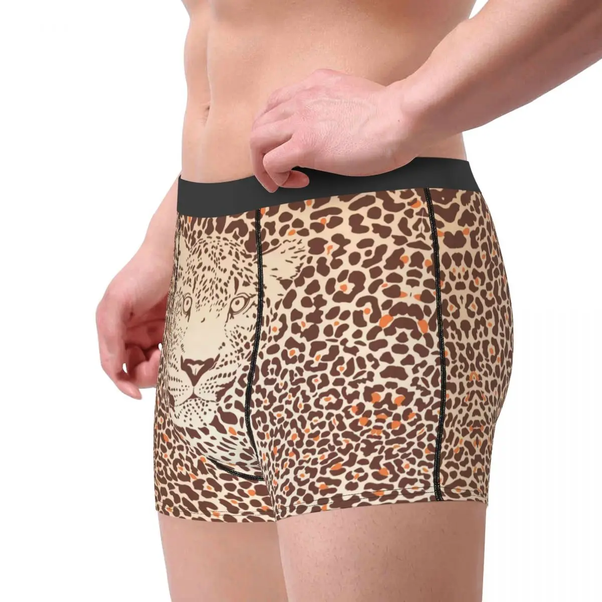 Custom Novelty Tropical Wild Animal Leopard Skin Leather Texture Boxers Shorts Panties Men\'s Underpants Stretch Briefs Underwear