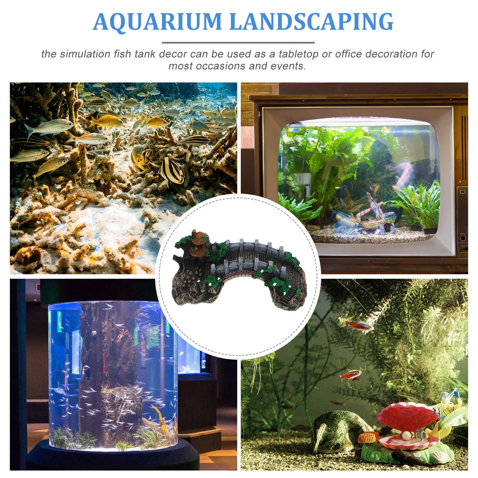 

Fish Tank Bridge Decor Realistic Resin Underwater Bridge Adorn Aquarium Decoration Fish Hideout Ornament Aquarium Decoration