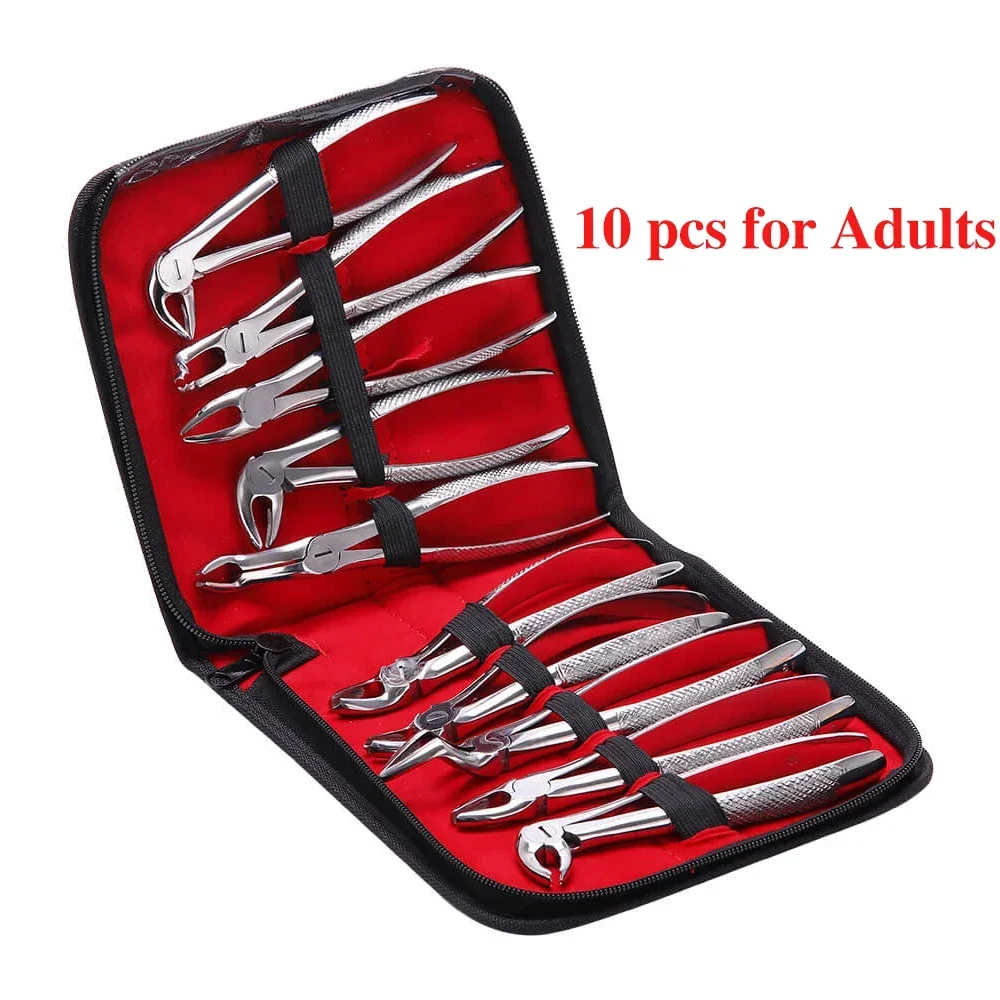 

10pcs/set Dental Extraction Forceps Pliers kit for Adult Stainless Steel, 7pcs/set Surgical Teeth Extraction Forcep for Children