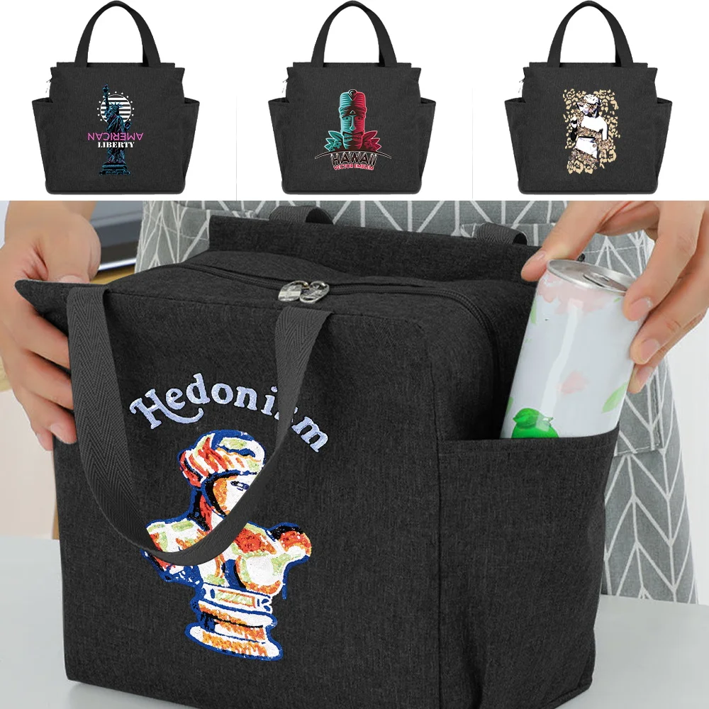 Thermal Lunch Bag for Men&Women Multi-size Insulated Lunch Box Bag Shoulder Waterproof Kid's Sculpture  Printing