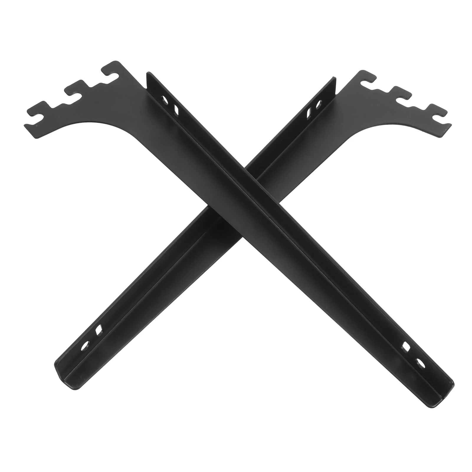 

2 pcs Black Metal Brackets Adjustable Heavy Duty Wall Track System Industrial Floating Shelves Supports Glass Rack Warehouse