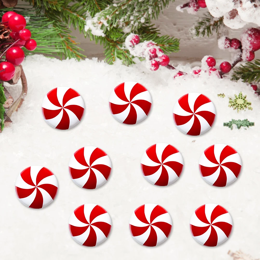 1-20pair Christmas Knob Button Cover Xmas Tree Hanging Cover Decorations Peppermint Candy Cover Home New Year's Party Decor