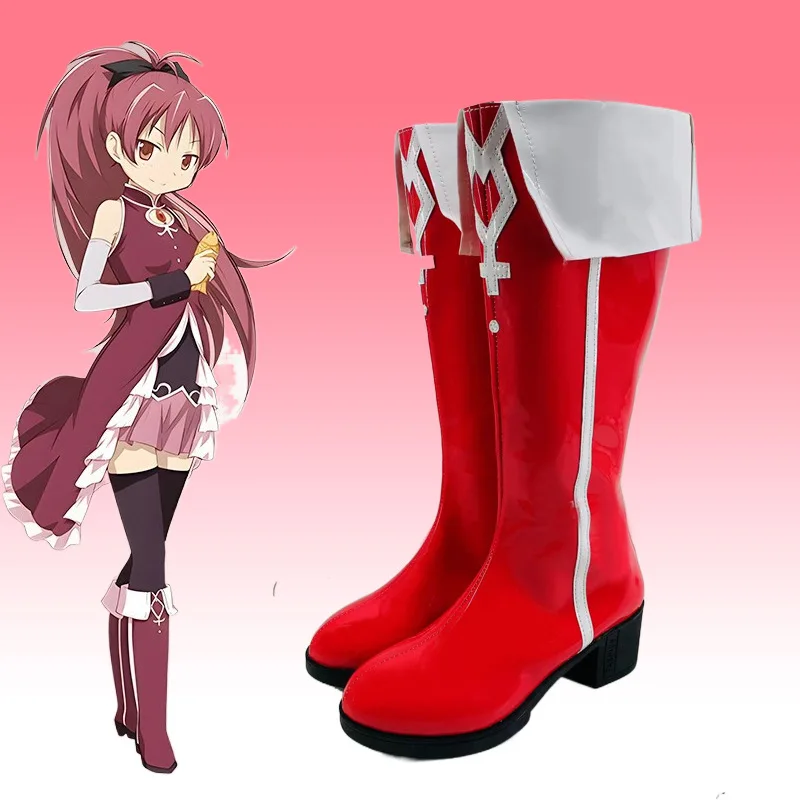 

Sakura Kyoko Cosplay Shoes Anime Puella Magi Madoka Magica Long Boots Sakura Kyoko Cosplay Costume Prop Shoes for Halloween