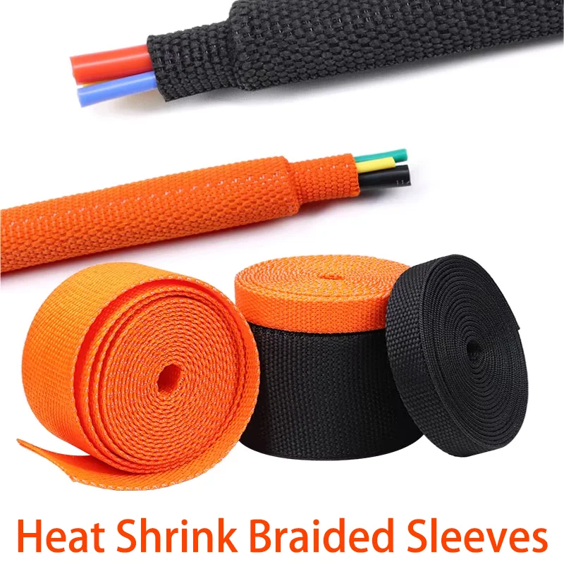 

4-30mm 2: 1 Heat shrinkable PET braided cable conduit insulated flame-retardant wire wrapping protector and wire organizer