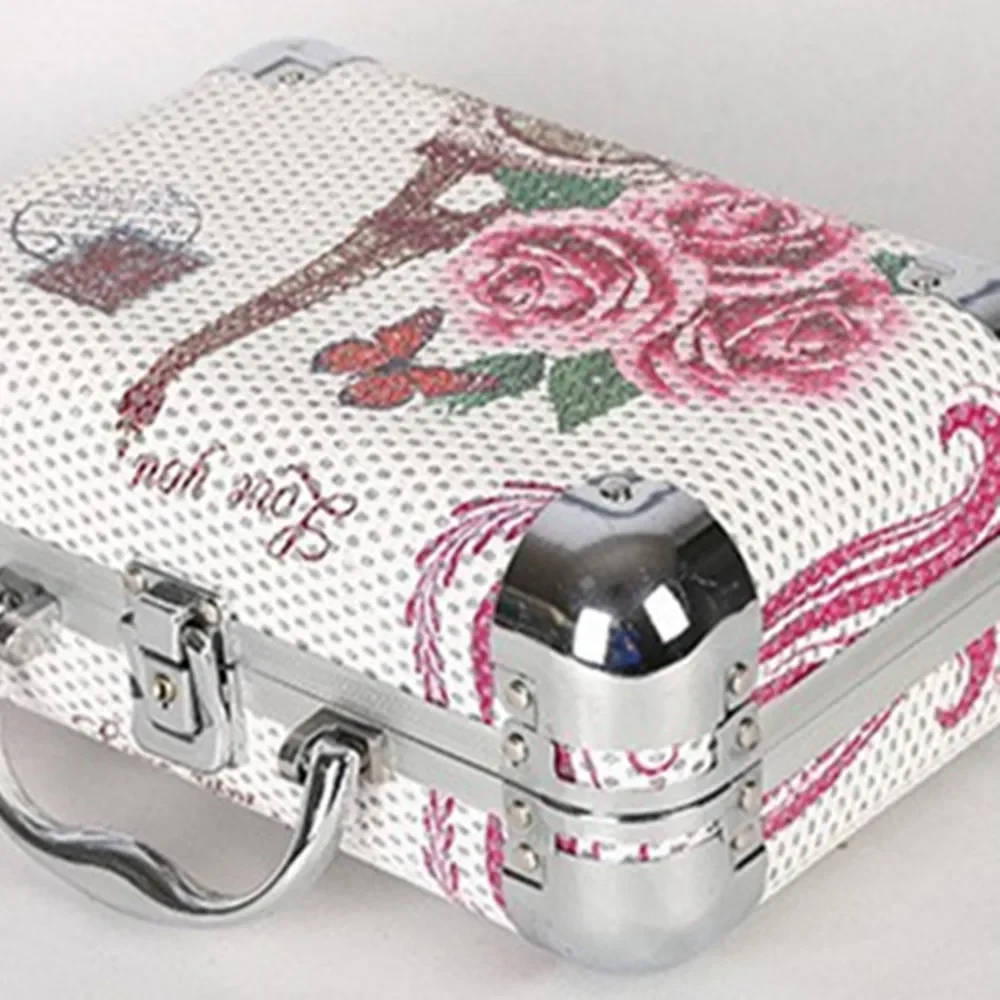 Portable Aluminum Frame Suitcase Bag Cosmetic Case Makeup  Tattoo Flower Toolbox Hairdressing Nail Art Jewelry Storage Lock Box
