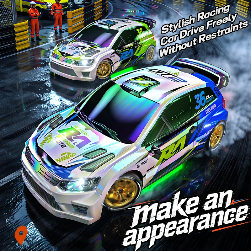 RC Drift Car Full Scale 1:16 2.4G 4WD with LED Lights High Speed and 2 Speed Modes Rechargeable Racing Toys Gift for Kids Adults