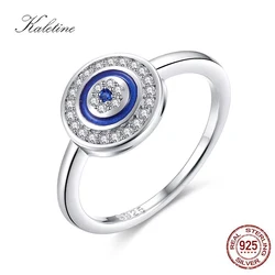 KALETINE Luxury 925 Sterling Silver Ring Lucky Blue Stone Evil Eye Rings For Women Blue Stone Wedding Turkish Mens Jewelry