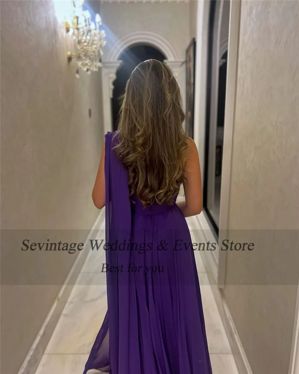 Sevintage-simples roxo Pleat Ruched Cape, Arábia vestidos de noite árabes, vestidos de baile sem alças, Gala até o chão, 2023