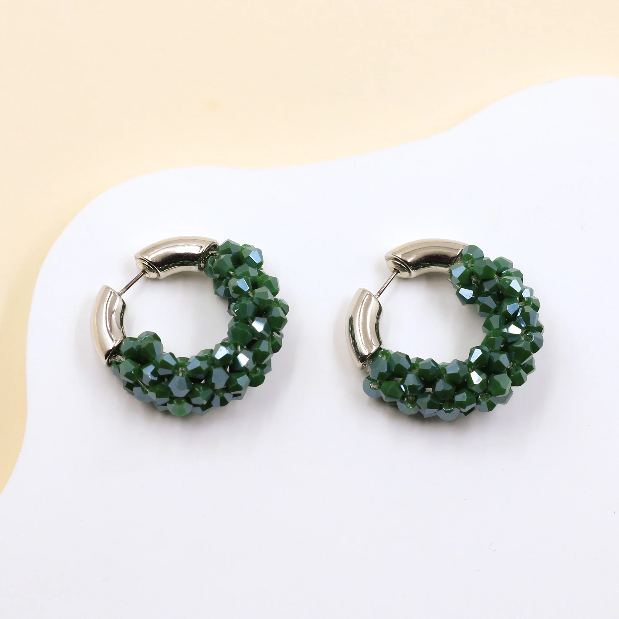 INKDEW Half Beads Round Drop Earrings for Women Big Long Earrings Handmade Crystal Beads Earrings Jewelry Fashion Gift EA120