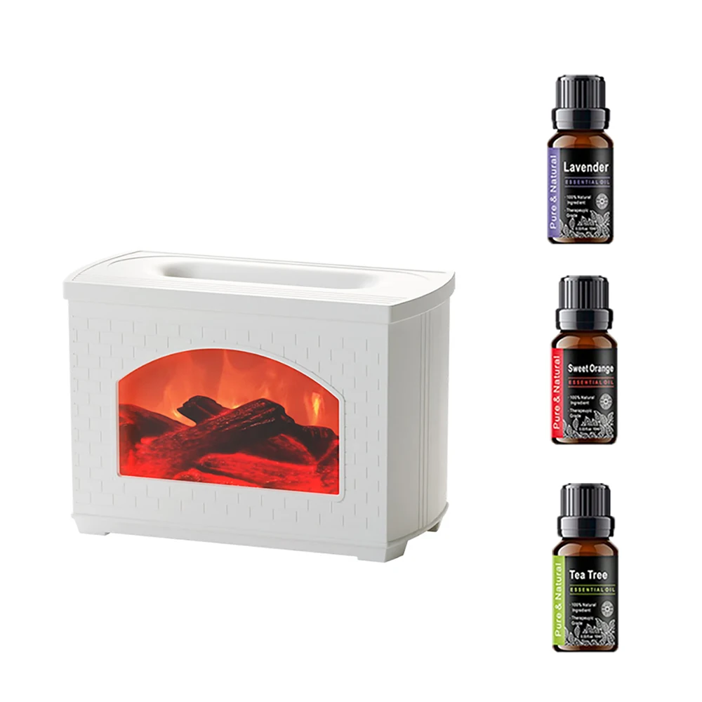

Fireplace Essential Oil Diffuser Aromatherapy 5.07oz Ultrasonic Cool Mist Humidifier with 7 Colors Firelight Flame, Remote, Wate
