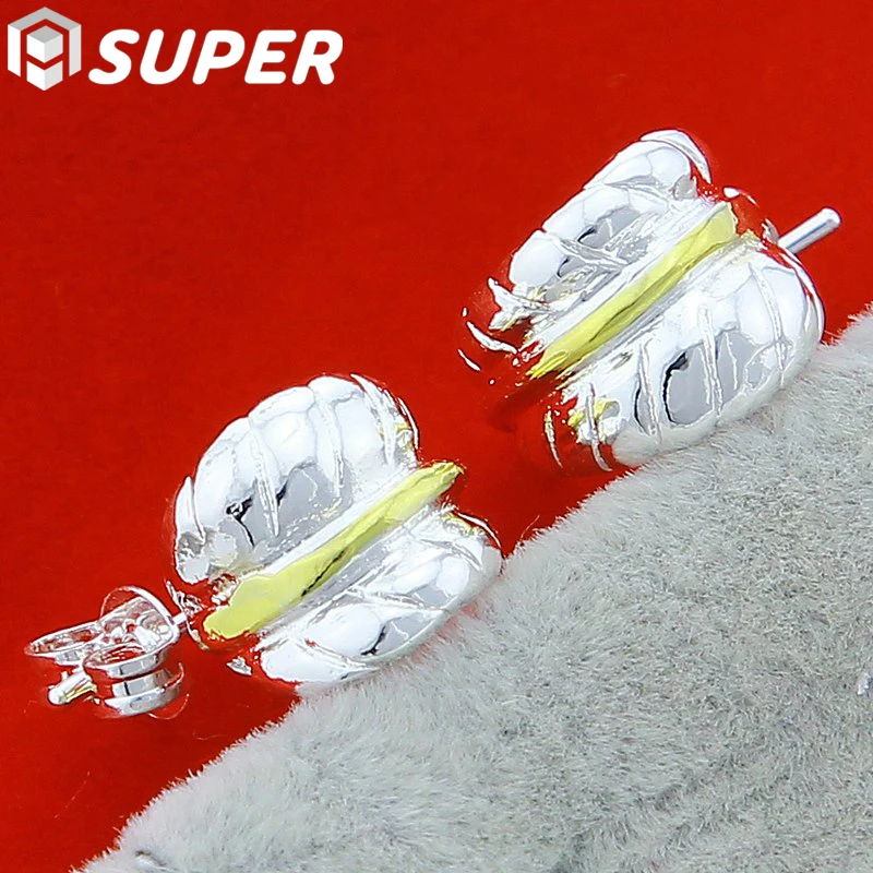 

925 Sterling Silver Gold Feather Stud Earrings For Woman Wedding Engagement Fashion Party Charm Jewelry