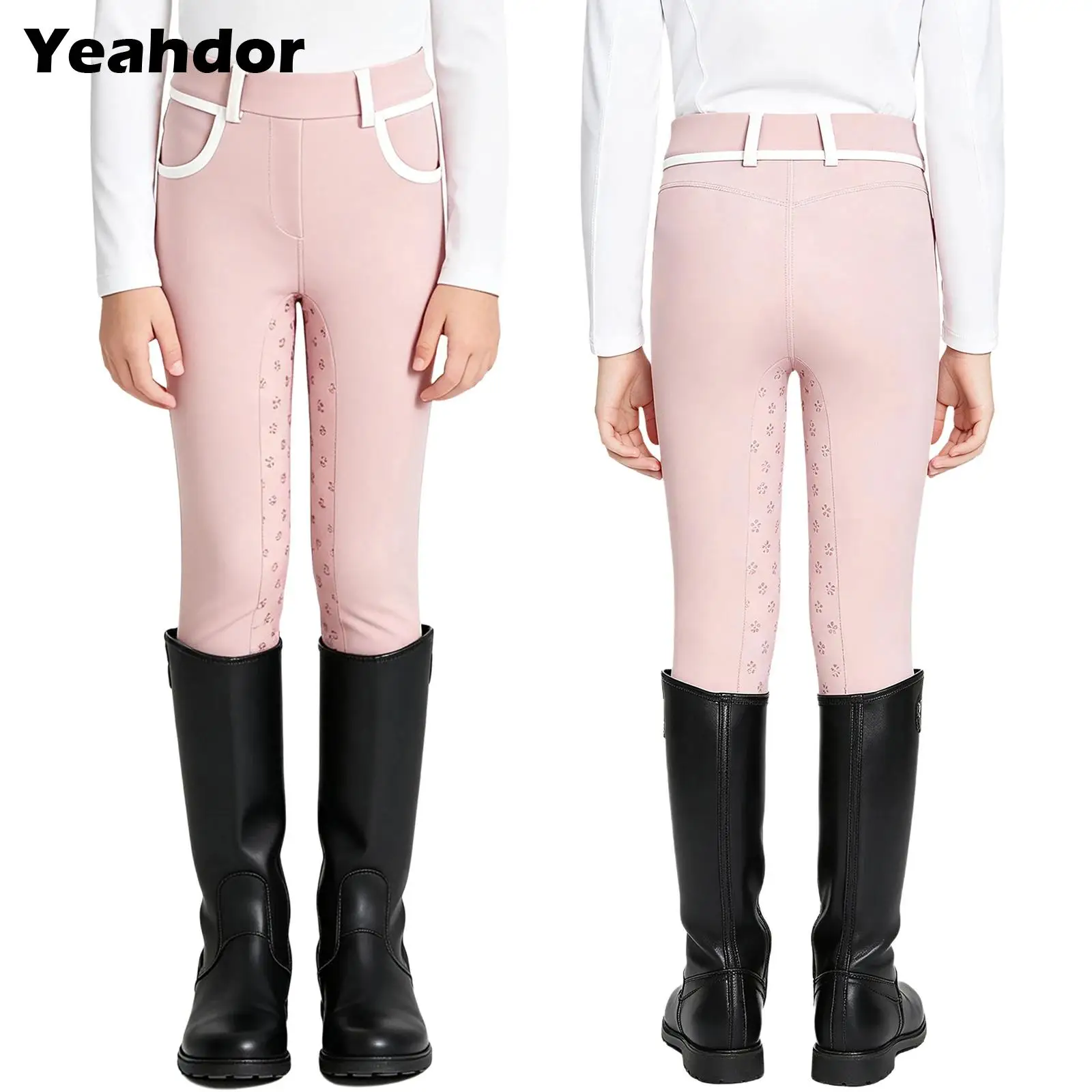 

Kids Girls Horse Riding Pants Breathable Full Seat Equestrian Breeches Horse Show Trousers Schooling Tights