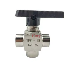 1PC Three-way Ball Valve Female Thread G1/8' G1/4' G3/8' G1/2' G3/4' BSP Stainless Steel 304 High Pressure Temperature YFP-2B