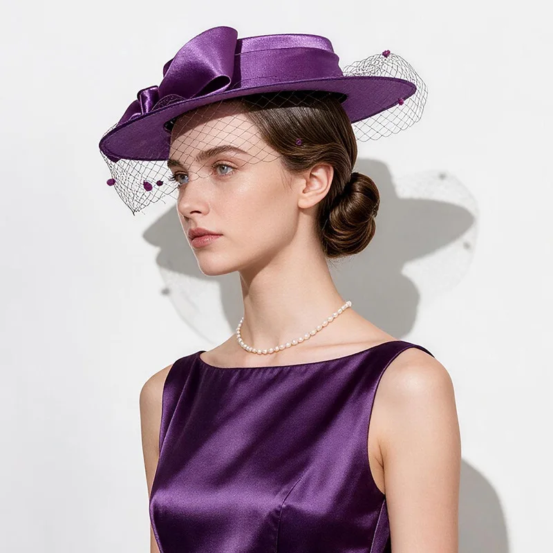 Elegant Wide Brim Tea Party Fascinator Kentucky Hat Women’s Fascinator Derby Mesh Pillbox Hat for Church Cocktail Wedding