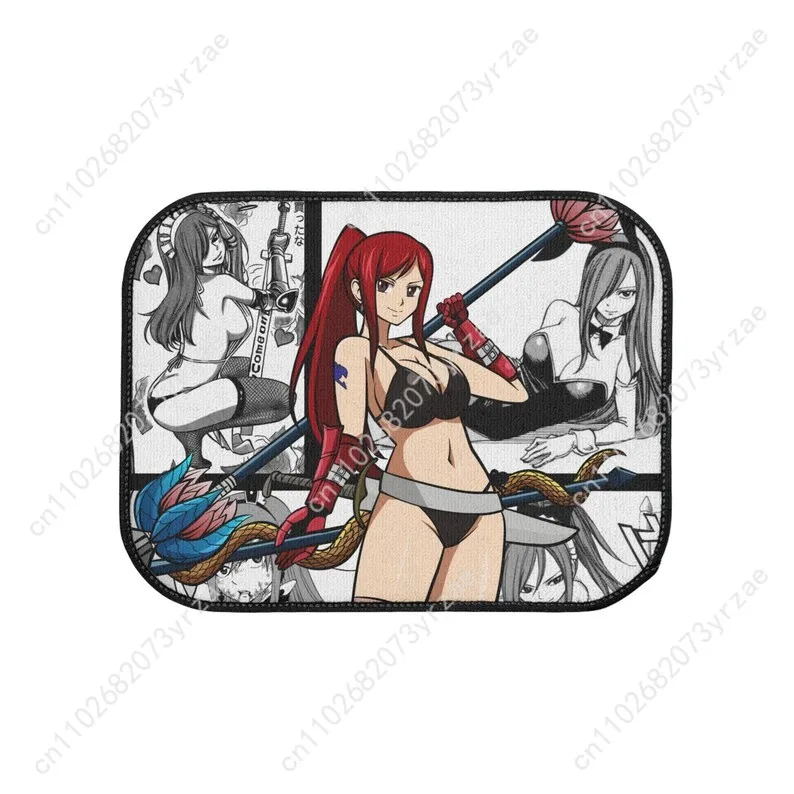 شخصيات أنيمي 4 قطعة الحصير سيارة عالمية جميع المواسم المألوف السيارات الداخلية ماصة عدم الانزلاق قابل للغسل الحصير سيارة #3