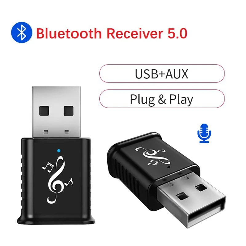 EMECE-USB Bluetooth Receiver 5.0 Audio Receiver Stereo System USB 5.0 USB Audio Adapter Wireless Receiver
