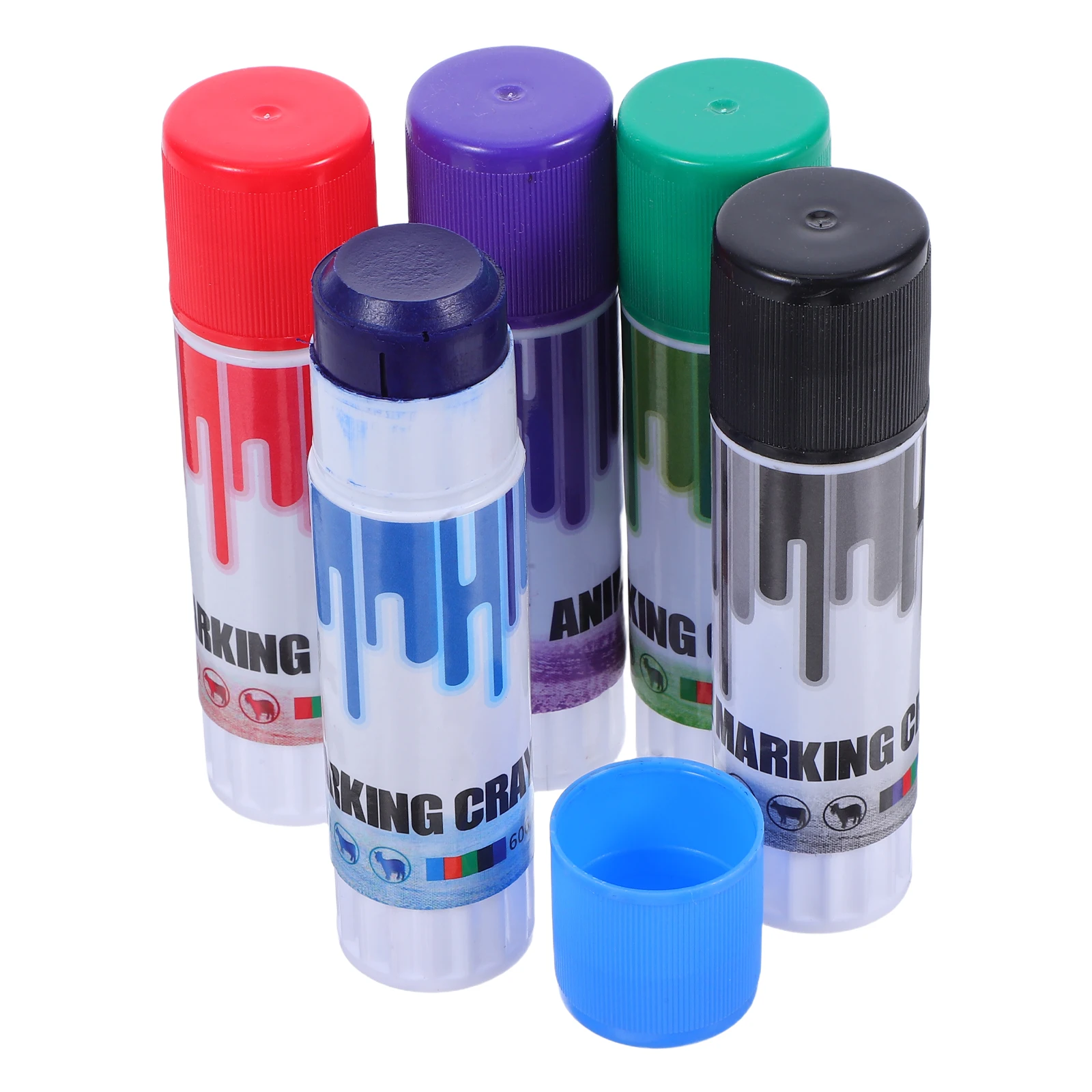 Caneta lápis para marcação de animais, 5 peças, vara de identificação de gado, aplicação suave, marcadores de fazenda multiuso para porcos, vacas, ovelhas