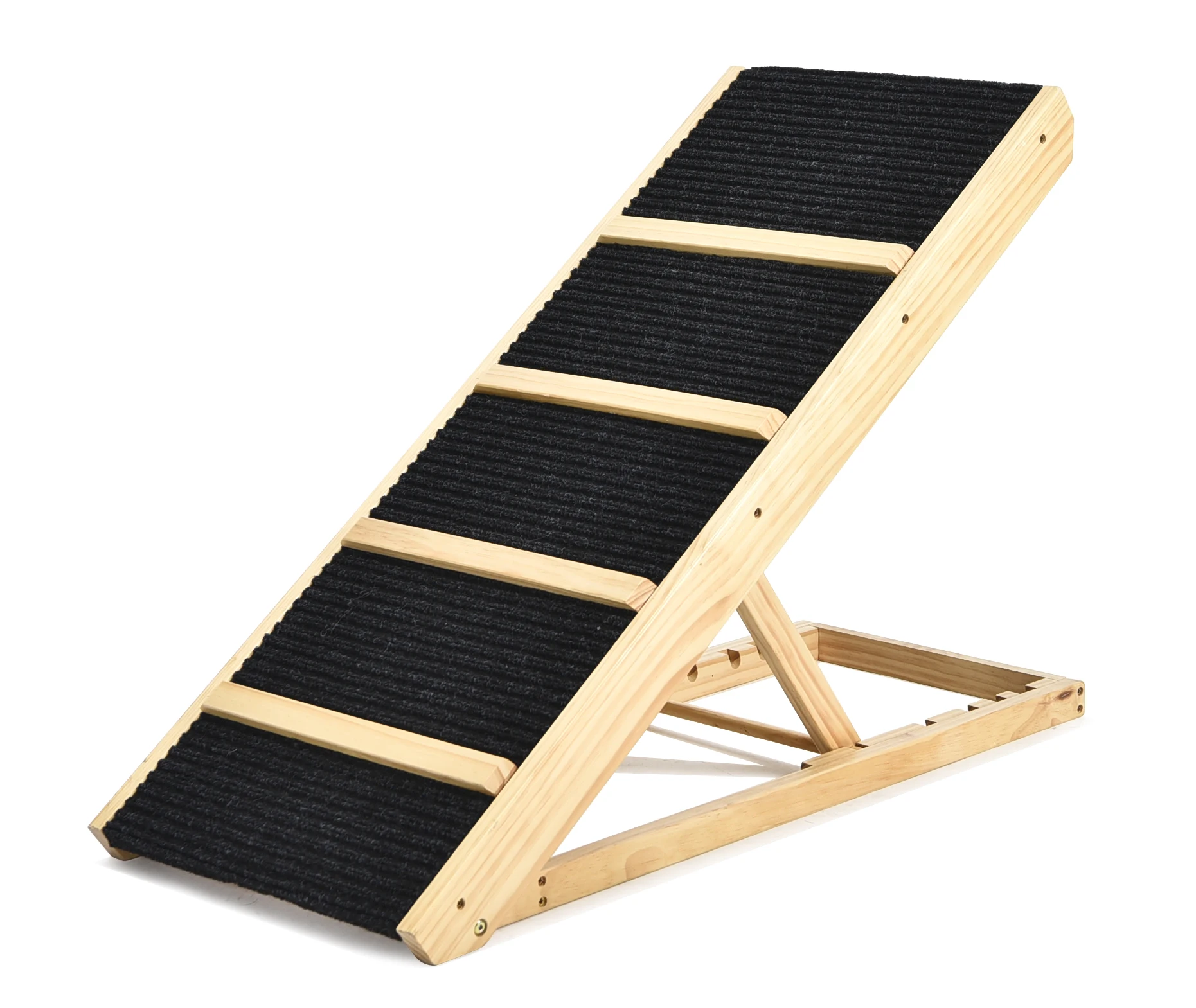 Wooden Pet Ramp Indoor Eco-Friendly Adjustable Height Dog Ramps Folding  Sturdy Wooden Pet Ramp Stairs