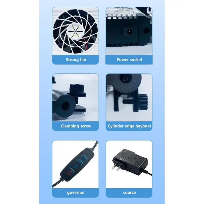 

Aquarium Fish Tank Cooling Fan Adjustable Fish Tank Cooling Fan With 6 Wind Speed Strong Wind Aquarium fish tank cooling fan