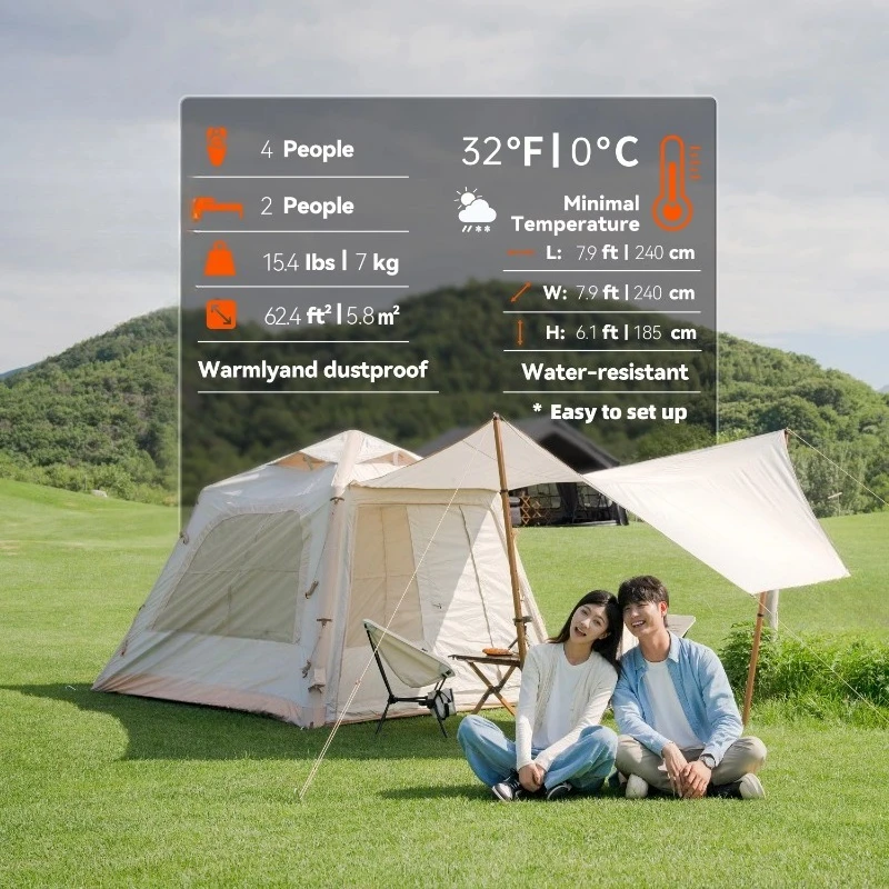 Gas tent beige outdoor easy to build inflatable hut camping tent