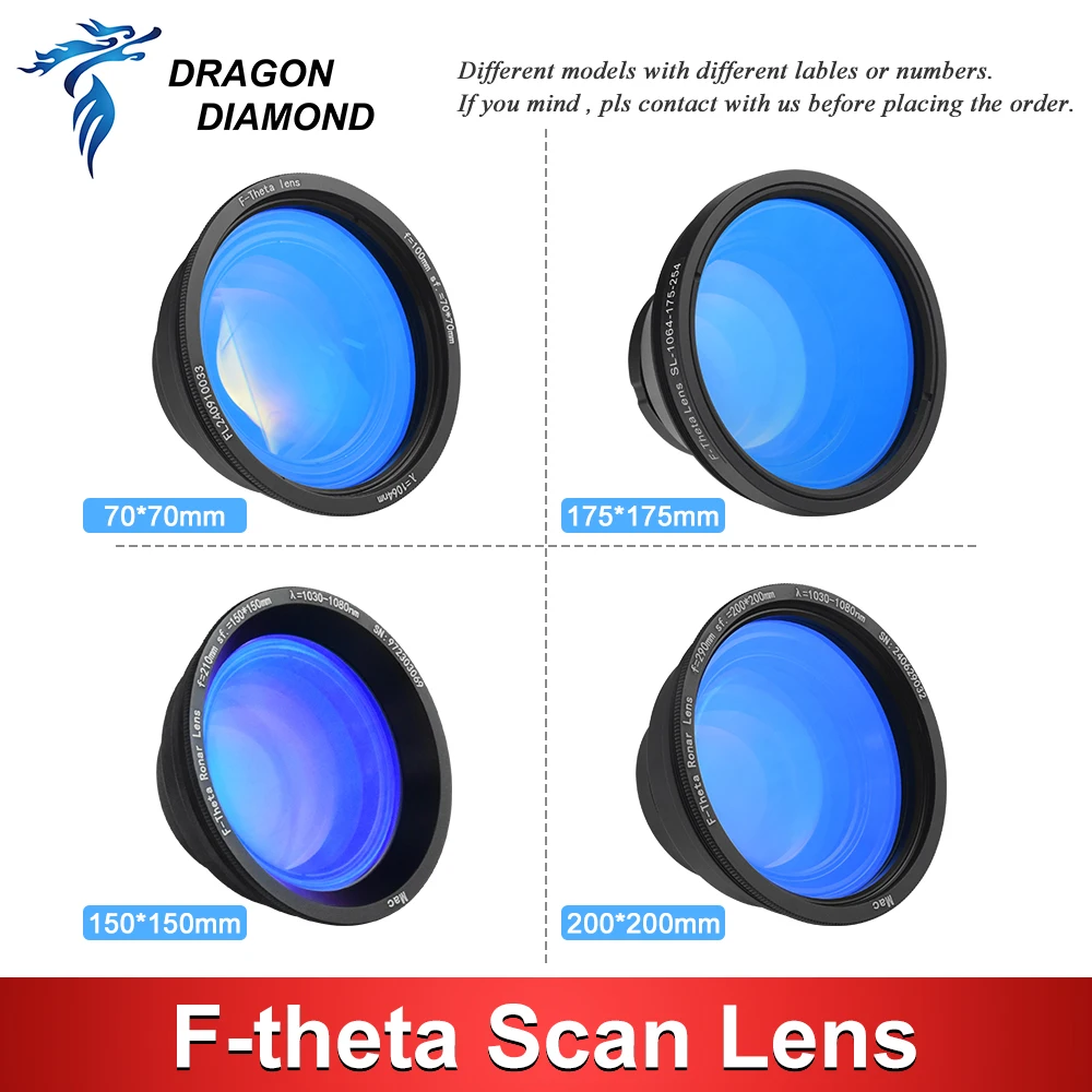 F-theta Field Scan Lens 1064nm 70x70-300x300mm F100-420mm for 1064nm YAG Optical Fiber Laser Marking Machine Parts