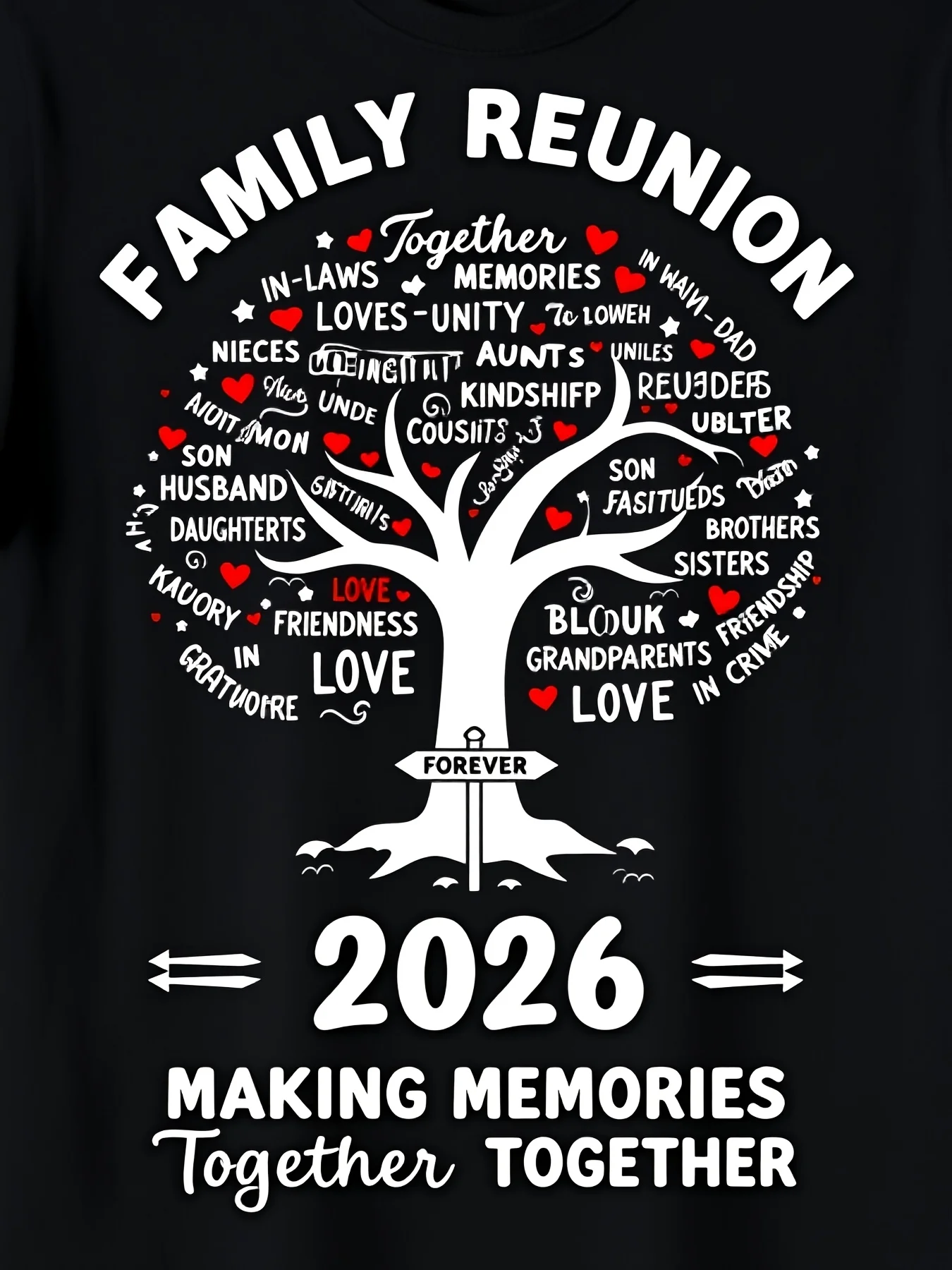 Family Reunion 2026 TShirt AllSeason Casual Wear Playful Design Ideal for Gym Outdoor Activities Vintage Style Crew Neck Regular Fit Perfect for Adults Unisex Black TShirt6Retro Casual Short-sleeved T-shirt with a Round Neck and Printed Pattern