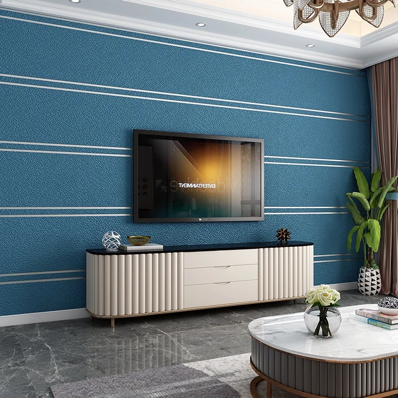 Nordic Style Plain Striped Wallpaper Suede Deerskin Wallpaper Bedroom Living Room TV Background Wall Decor Non-woven Wall Paper