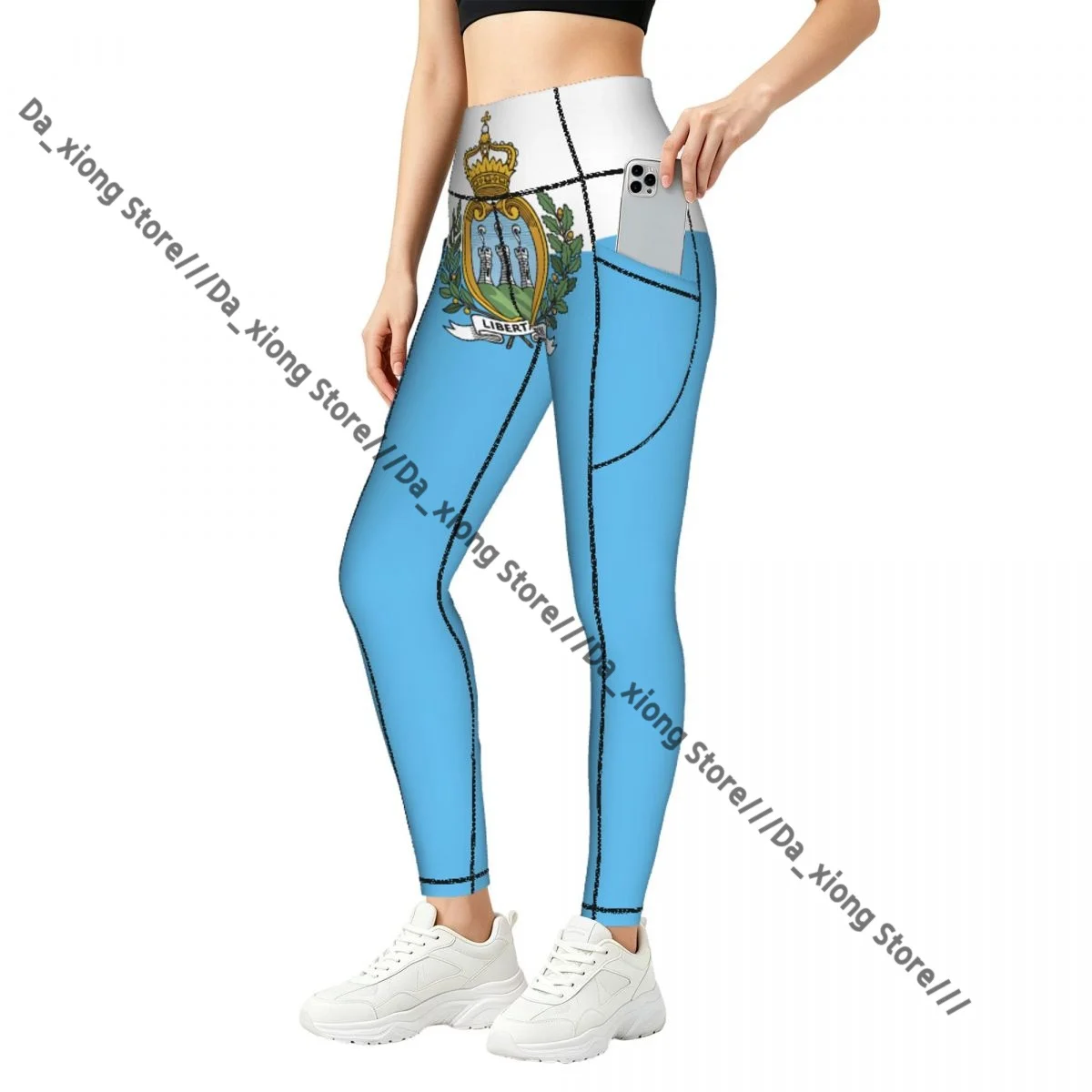 Casual Ladies Yoga Leggings Flag Of San Marino High Waist Outdoor Jogging Pants