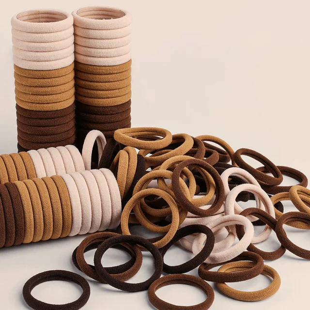 50/100pcs Black Hair Bands Hairband High Elastic Rubber Band Hair Ties Ponytail Holder Scrunchies Accessorie for Women Girls 5