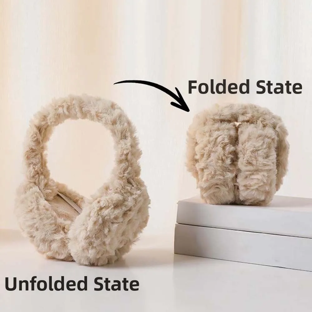 Fashion Windproof Solid Color Earmuffs Soft Foldable Ear Cover Ear Warmers Korean Style Winter Thicken Earflap Cold Weather