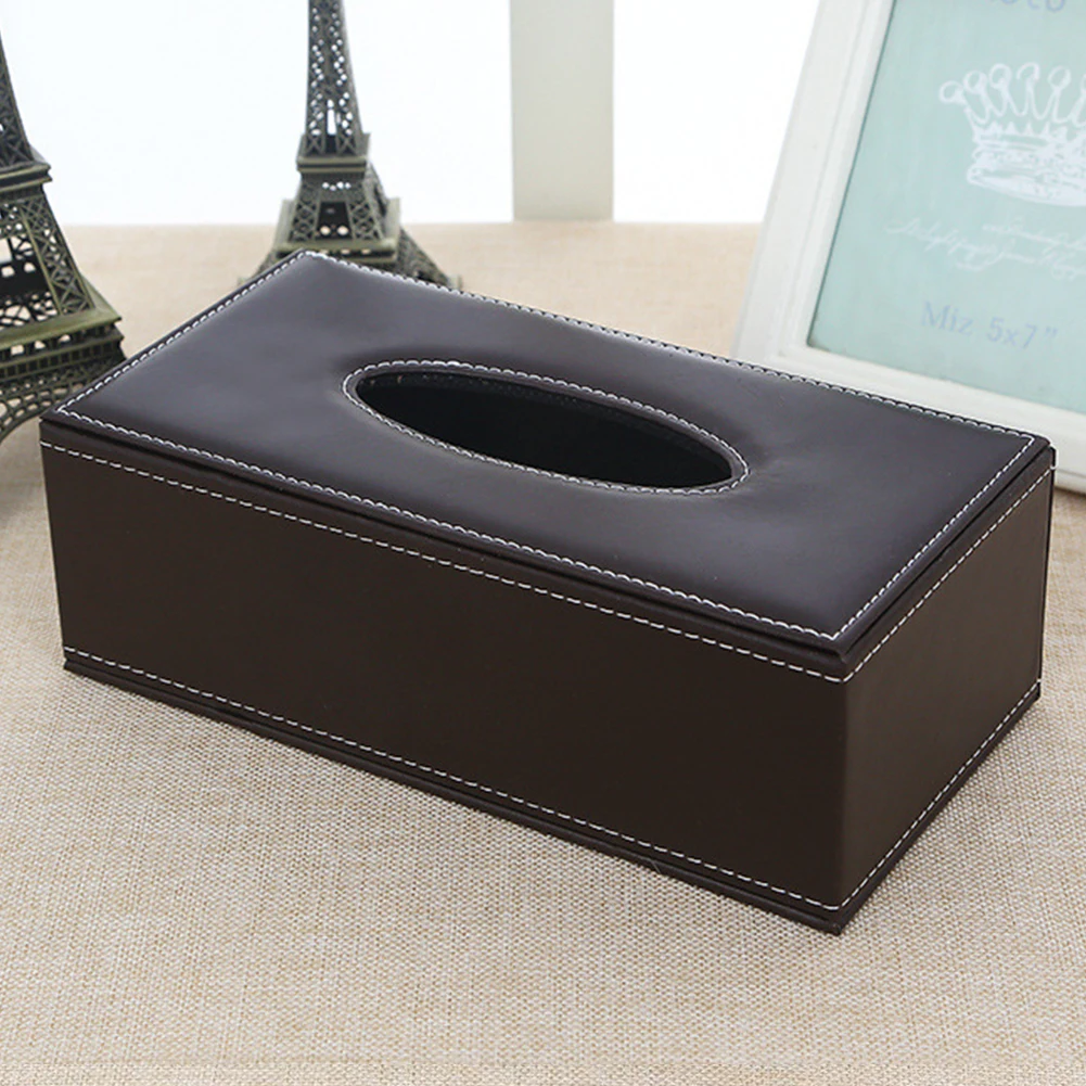 Household Waterproof Paper Box Holder Napkin Antimoisture Rectangular PU Leather Large Tissue Case Practical Storage Supplies