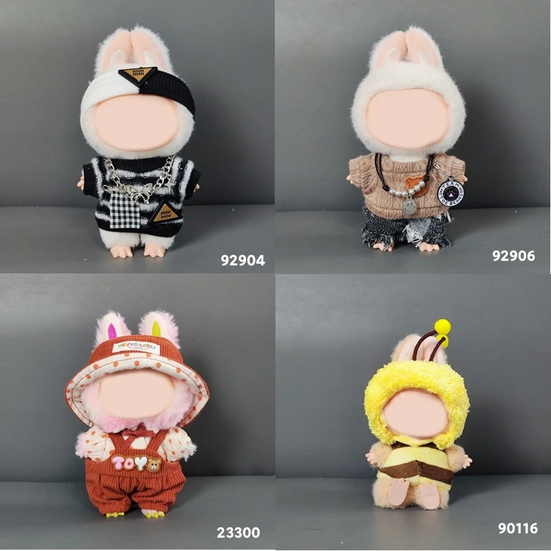 

17cm Labubu Clothes Outfit Plush Doll Clothes Sweet Tube Big Mouth Fish Strap Pants Macaron Cute Clothing DIY Kid Gift