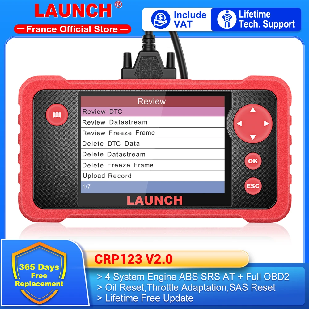 LAUNCH CRP123 V2.0 OBD2 Scanner 4 System Car auto Diagnostic scan Tools 3 Reset Oil Throttle Adaption SAS Service lifetime free