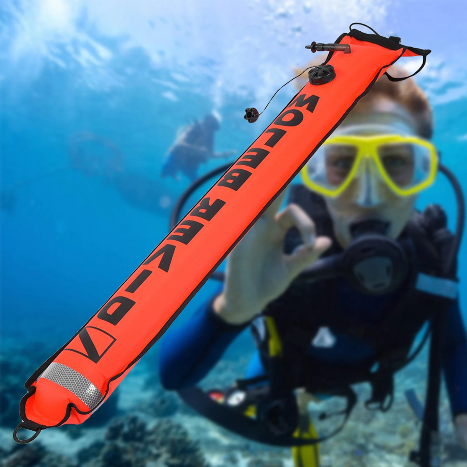 5FT High Visibility Inflatable Diving SMB Marker Buoy Accessory Diving Buoy Inflatable Marker Diving Marker