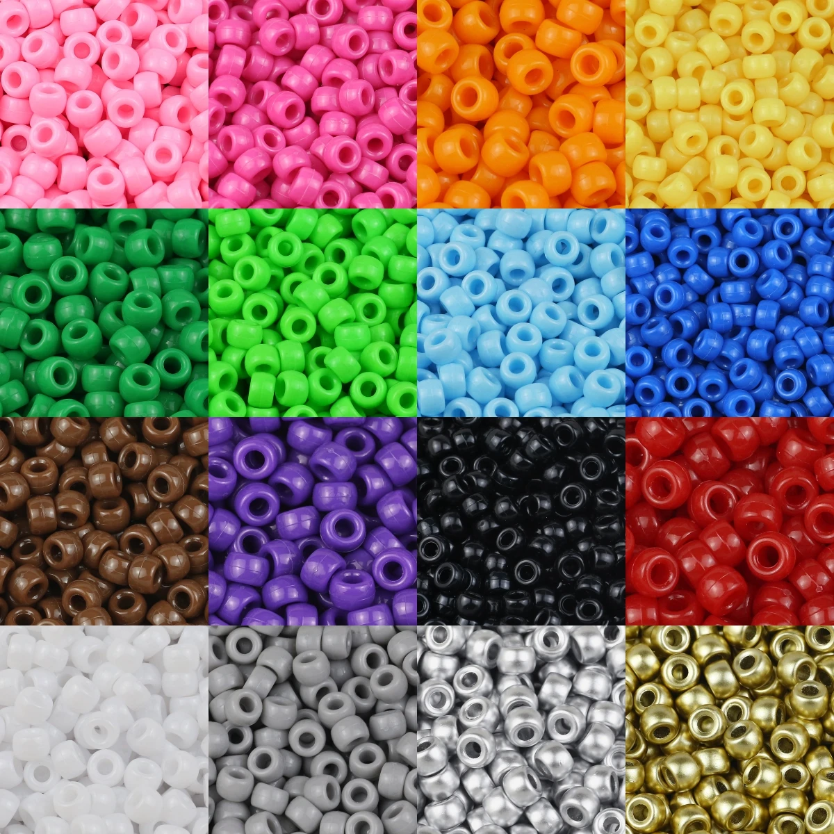 100/200/400pcs Multi-Color Acrylic Large Hole Pony Beads For Jewelry Making Bracelets Necklaces Earrings DIY Accessories 6x9mm