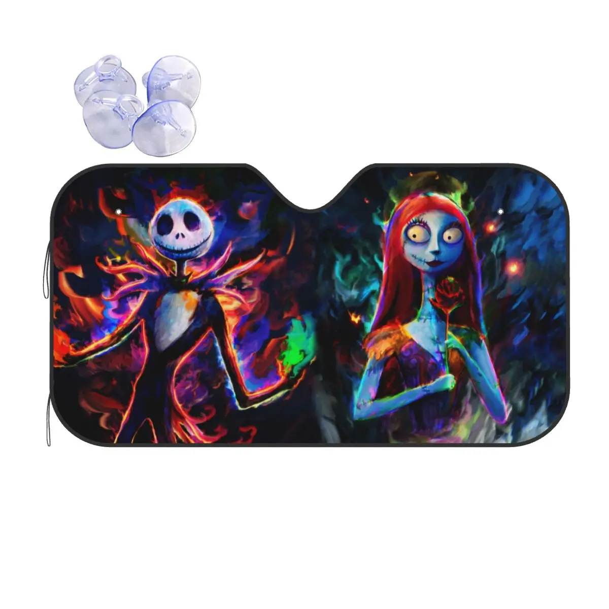 

Custom Halloween Jack SkellingtOn Cartoon Front Windshield Sun Shade Foldable Auto Sunshade for Car Truck SUV Visor Protector