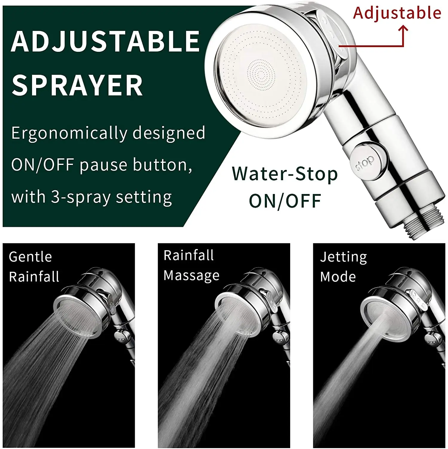 Sink Faucet Extension Shower Head 3 Modes Adjustable Hair Pet Rinser Attachment Valve Adapter Basin Tap Shower Set for Salon