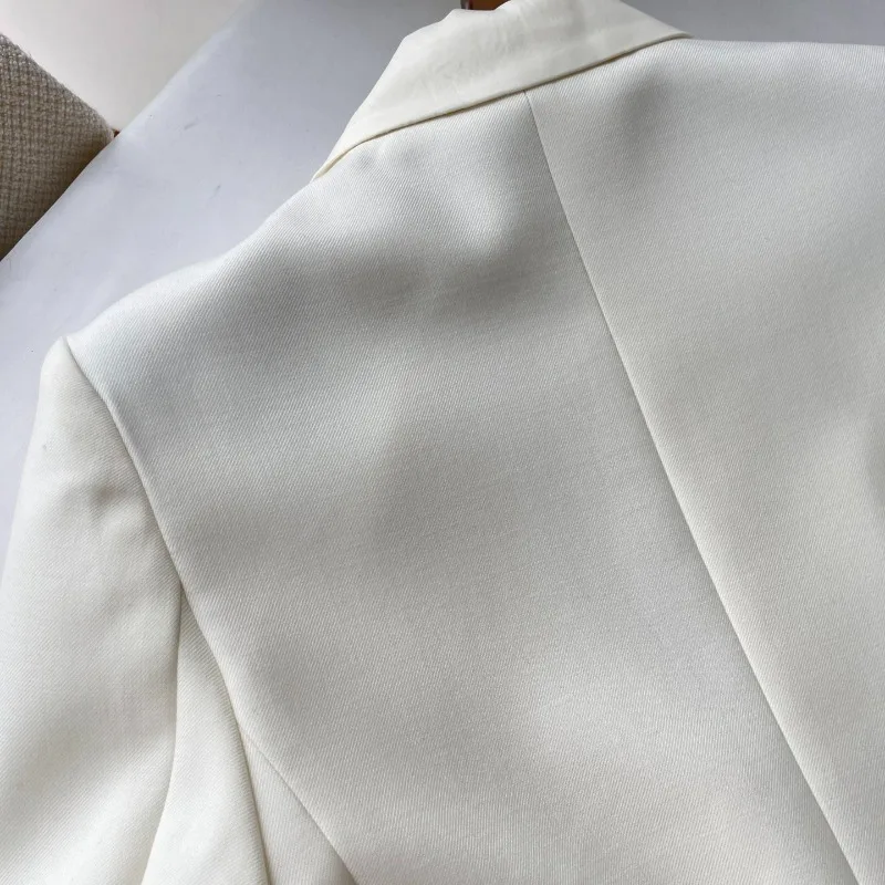 봄 하이 엔드 새로운 무거운 실크 울 흰색 정장 여성 블레이저