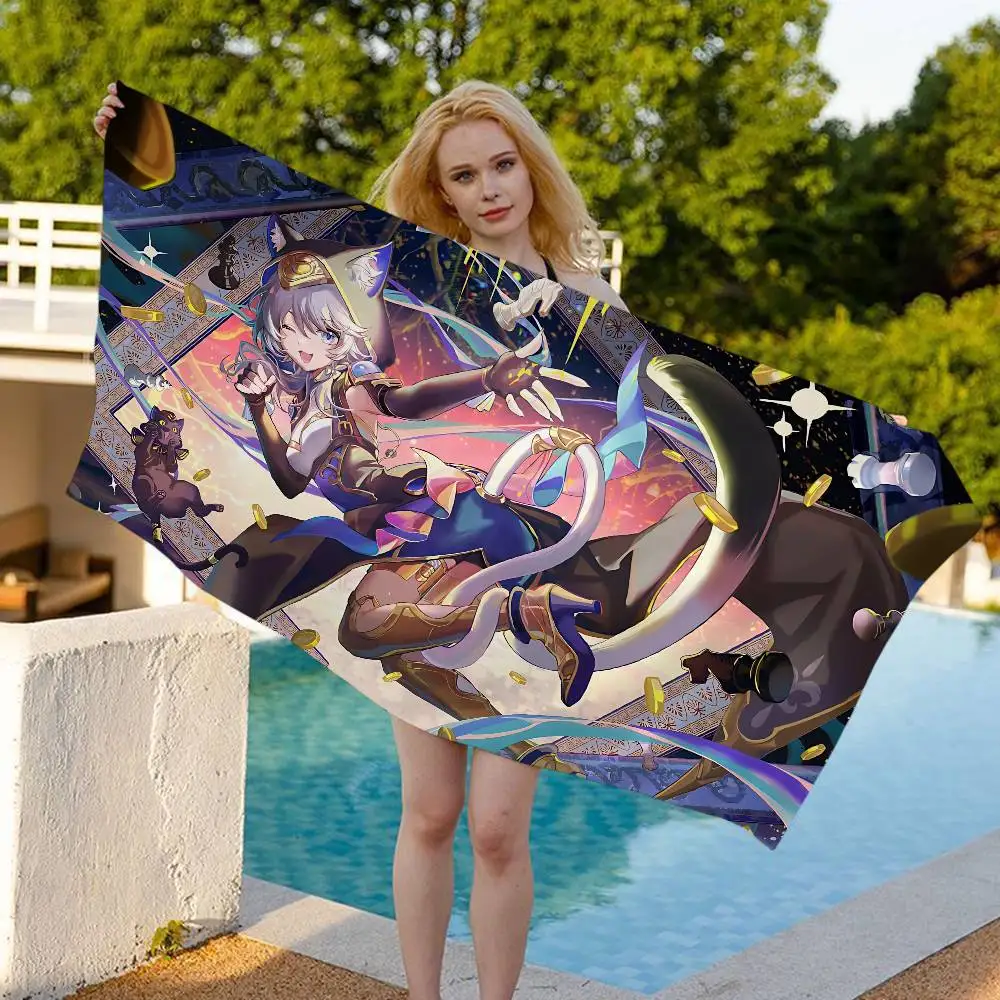 game Honkai Star Rail Cipher Anime Beach Swimming Towel Soft Absorbent Washcloth Children's Gifts for Kids Travel Camping Gym