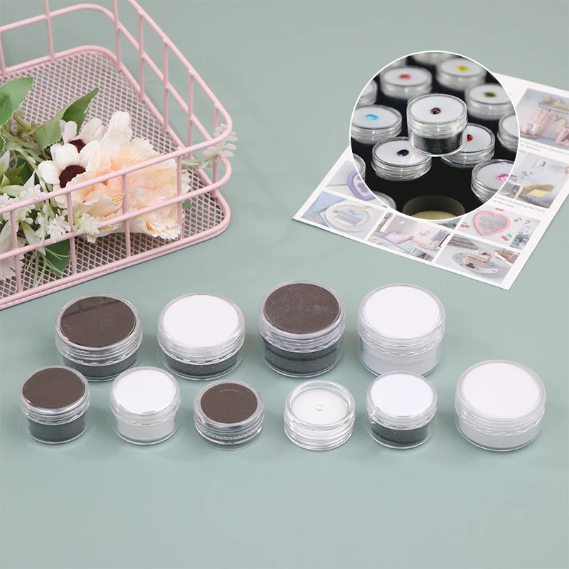 Circular Color Gemstone Bare Stone Ring Display Storag Box With Transparent Plastic Rotating Cover Different Sizes Sponge Prote