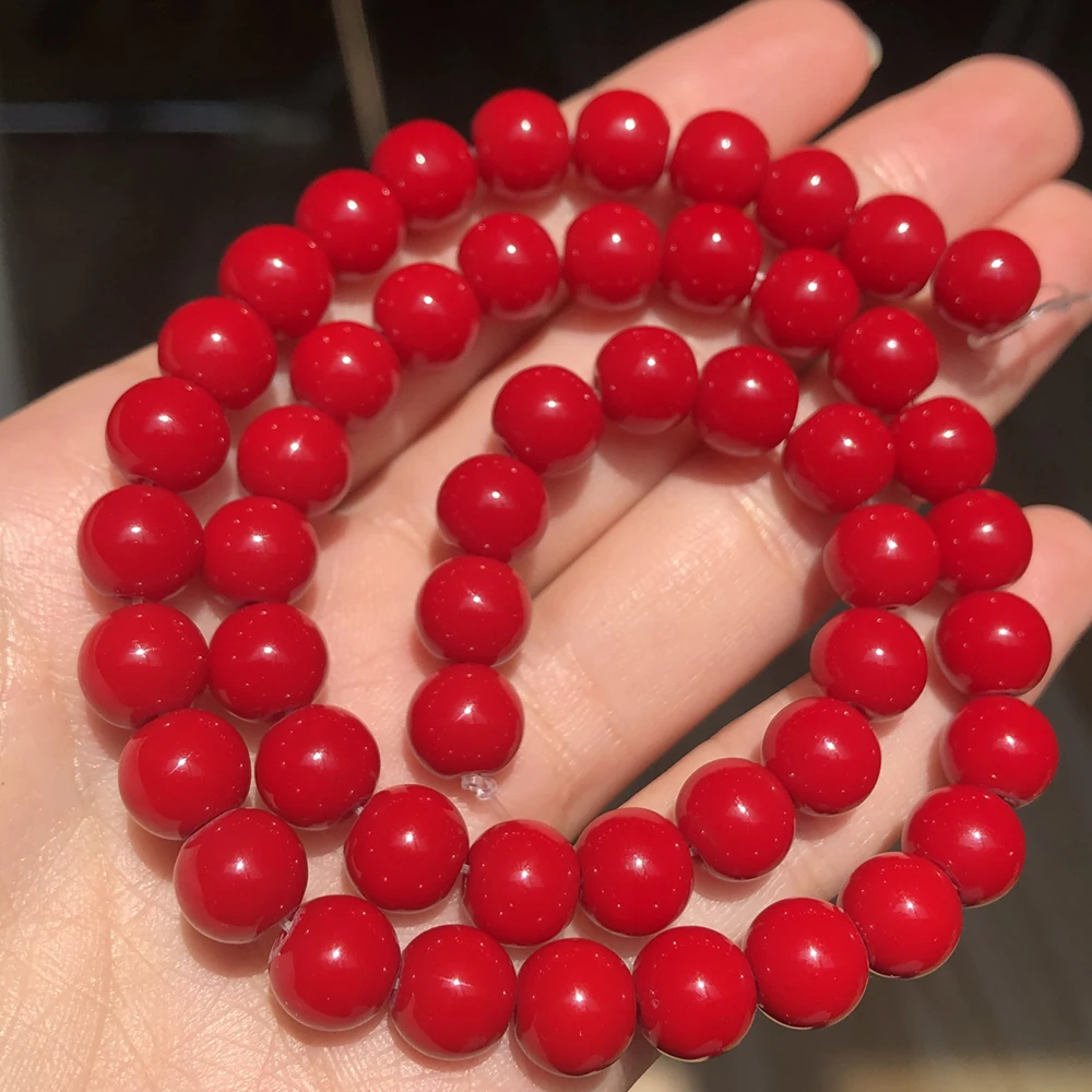 Wholesale Natural Stone Beads Dark Red Coral Round Charm Loose Beads For Jewelry Making 4mm-12mm Pick Size Diy Bracelet 15\