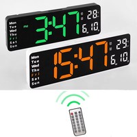Large Digital Wall Clock Remote Control Temp Date Week Display Power Off Memory Table Clock Wall-mounted Dual Alarms LED Clocks