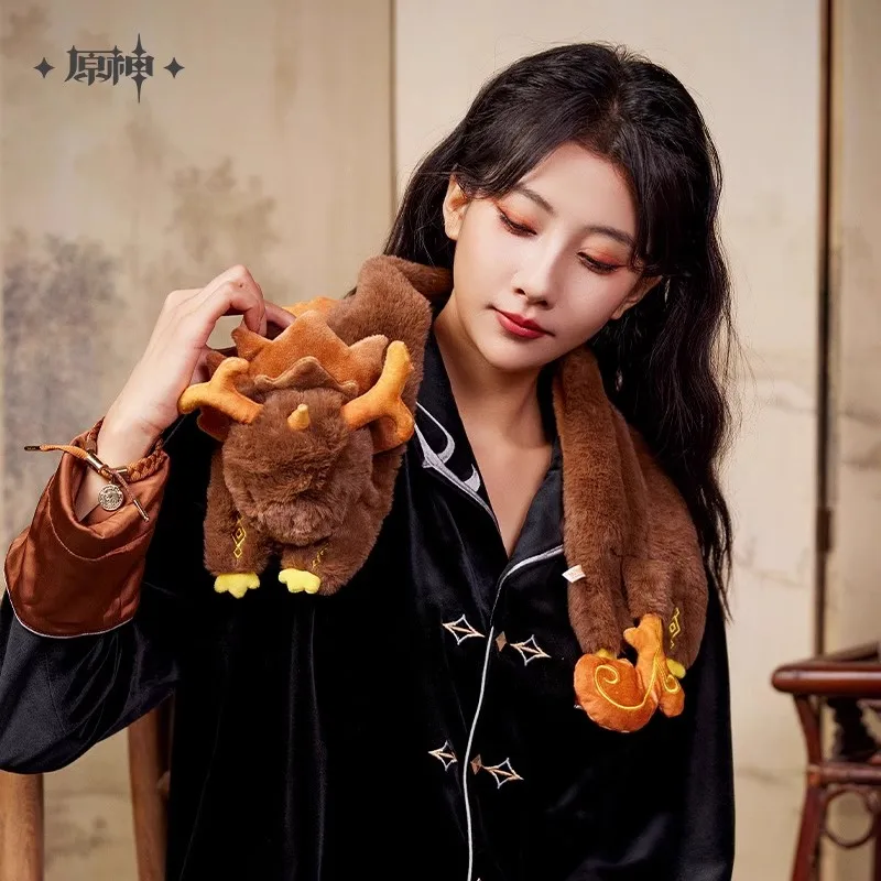 miHoYo ufficiale ZhongLi Sciarpa di peluche Gioco Genshin Impact Accessori Cosplay Morax Drago Sciarpe di cartone animato Prop Ciondolo Regali di Natale