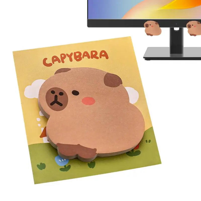 Cartoon Capybara Sticky Notes for Students Cute Self-adhesive Note Pad Capibala Message Notes N Times Sticky Notes