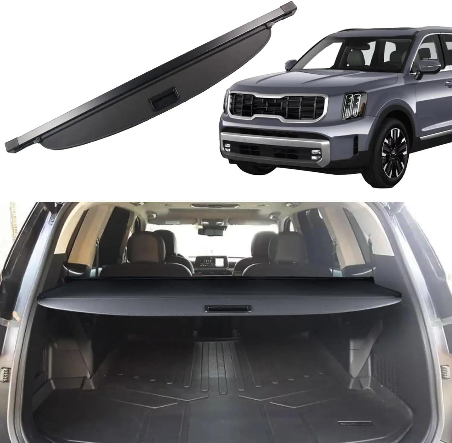 

Universal SUV Cargo Cover for Rear Trunk Security, Waterproof Shade Accessory in Black