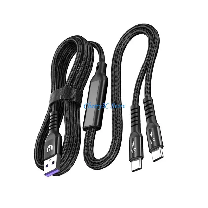 83CE Multi USB C Cable 2 en 1 Cable carga Tipo C múltiple C Cable nylon USB C Cable Nylon USB A hasta doble USB C
