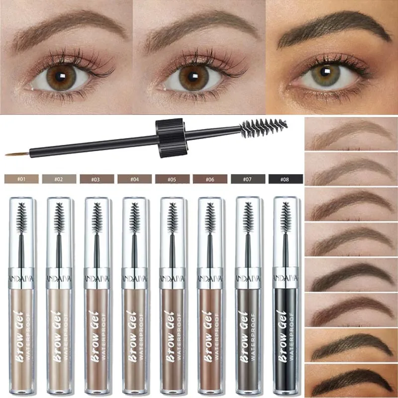 8Colors Liquid Eyebrow Cream Gel Waterproof Not easy to smudge Dyeing Eyebrow Tattoo Tint Double Head With Eyebrow Mascara Brush