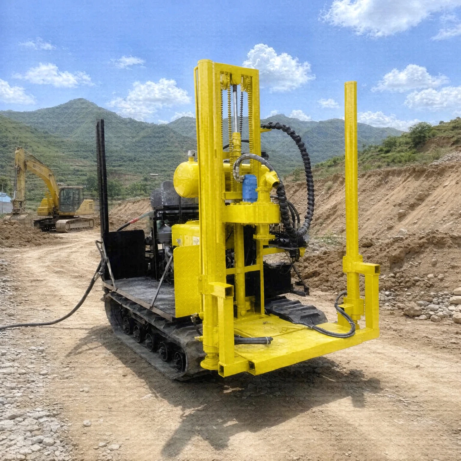 Small Crawler Rotary Design Heightened Outrigger Portable Home Use Drilling Hydraulic Motor Diesel-Powered Water Drilling Rig